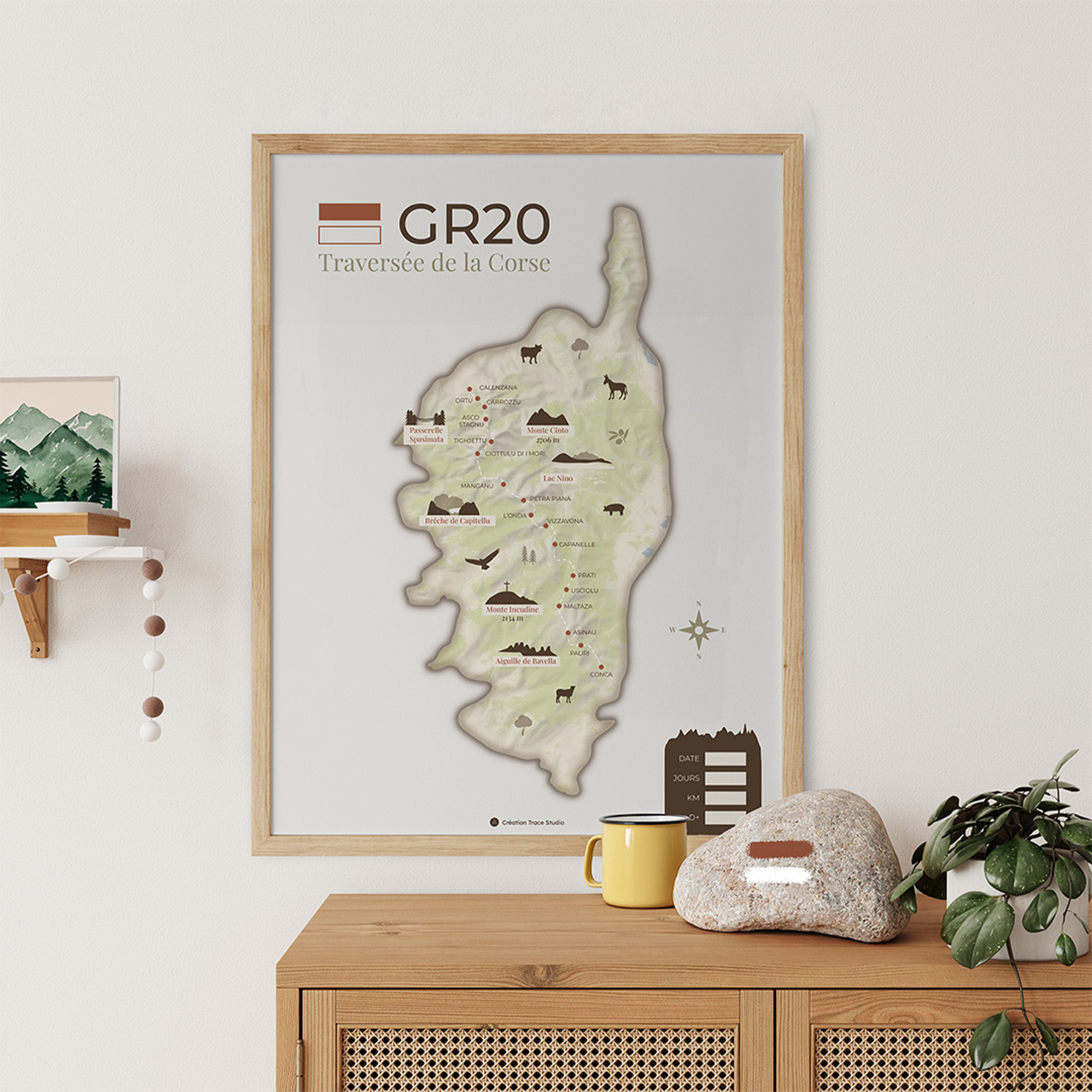 Affiche GR20 en Corse - Design vert