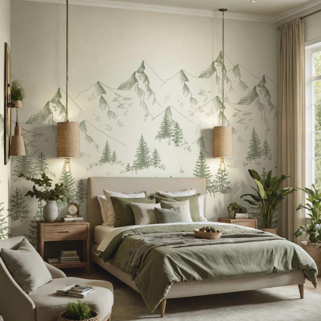 Décoration chambre montagne papier peint